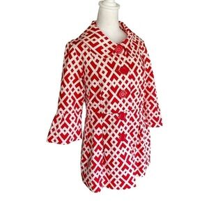 Eden Court Red and White Button Down Coat Size Medium